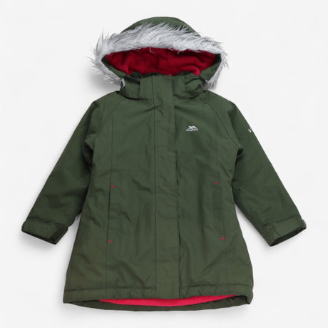 Parka Coat Khaki with Pink Fleece Lining