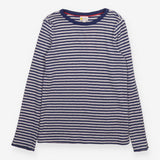 Blue and white long sleeve pointelle t-shirt