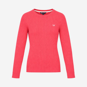 Jumper Pink Cable Knit Long Sleeve Crew Neck