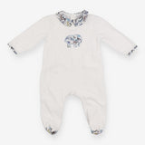 White Sleepsuit with liberty elephant applique