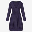 Dress Navy Blue Plunging V-Neck Long Sleeve Ruched