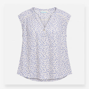 Blue Ditsy Floral Sleeveless Maternity Blouse