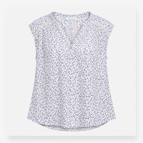 Blue Ditsy Floral Sleeveless Maternity Blouse