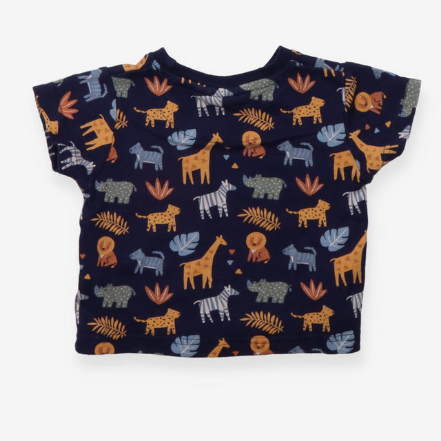 Navy Safari T-shirt Yellow Striped Pocket