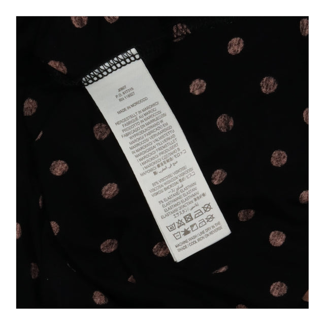Midi Dress Black Pink Polka Dot Long Sleeve Gather