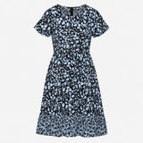 Black Cornflower Blue Floral 100% Viscose Empire W