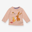 Tee LS peach rabbit fox hedgehog bee