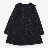 Jersey Dress Black with Ruffle and Silver Stars