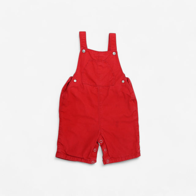 Red Woven Shortie Dungarees