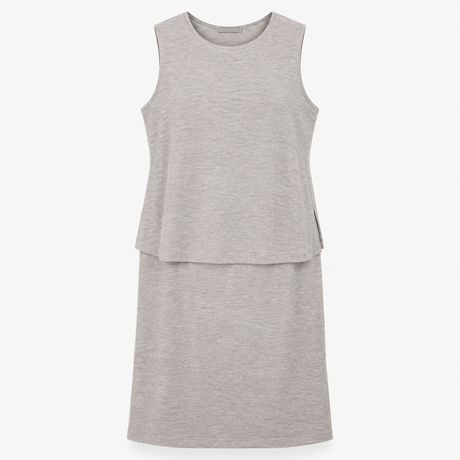 Grey Marl Layered Sleeveless Viscose Blend Dress