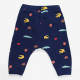 Joggers navy blue tie waist with crocodiles