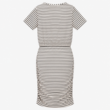 Dress Striped V-Neck Short Sleeve Black White
