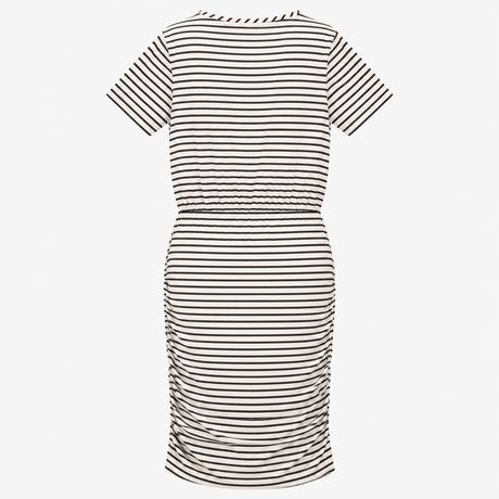 Dress Striped V-Neck Short Sleeve Black White