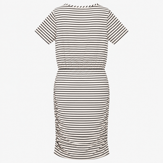 Dress Striped V-Neck Short Sleeve Black White