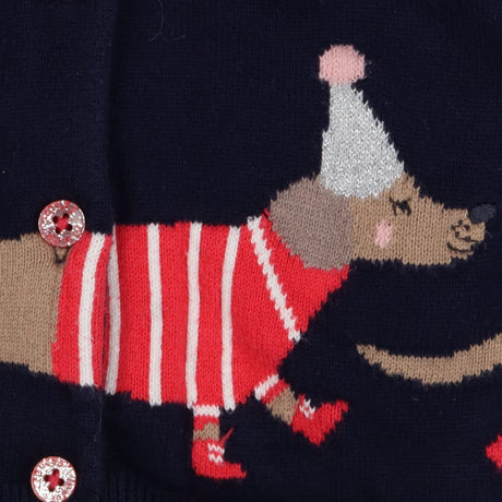 Cardigan Navy Party Dachshund Applique