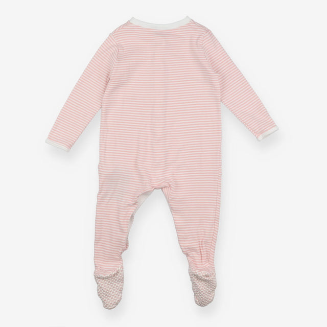 Sleepsuit Pink and White Stripe - Popper