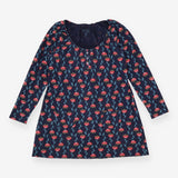 Henley Top Navy Red Floral Organic Cotton