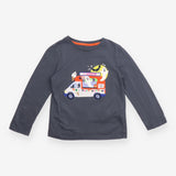 Tee LS grey halloween ice scream van