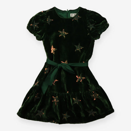 Green Velvet & Sequin Stars Dress