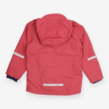 Pink berry coat with blue and white striped fleece