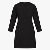 Midi Dress Charcoal Black Drawstring Waist Long Sl