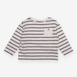 T-Shirt Long Sleeve White with Black Stripes