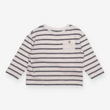 T-Shirt Long Sleeve White with Black Stripes