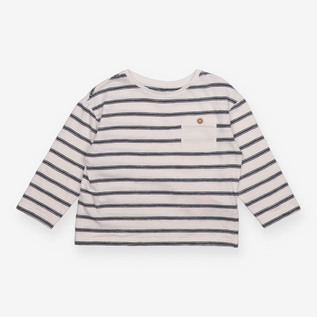 T-Shirt Long Sleeve White with Black Stripes