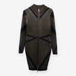 Dress Metallic Knitted Zip Jumper, Gold and Black