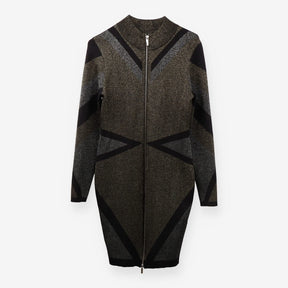 Dress Metallic Knitted Zip Jumper, Gold and Black