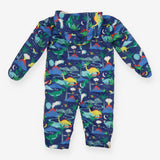 Pramsuit Fleece Lined Blue Dinosaurs