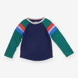 Tee LS blue green colour stripes