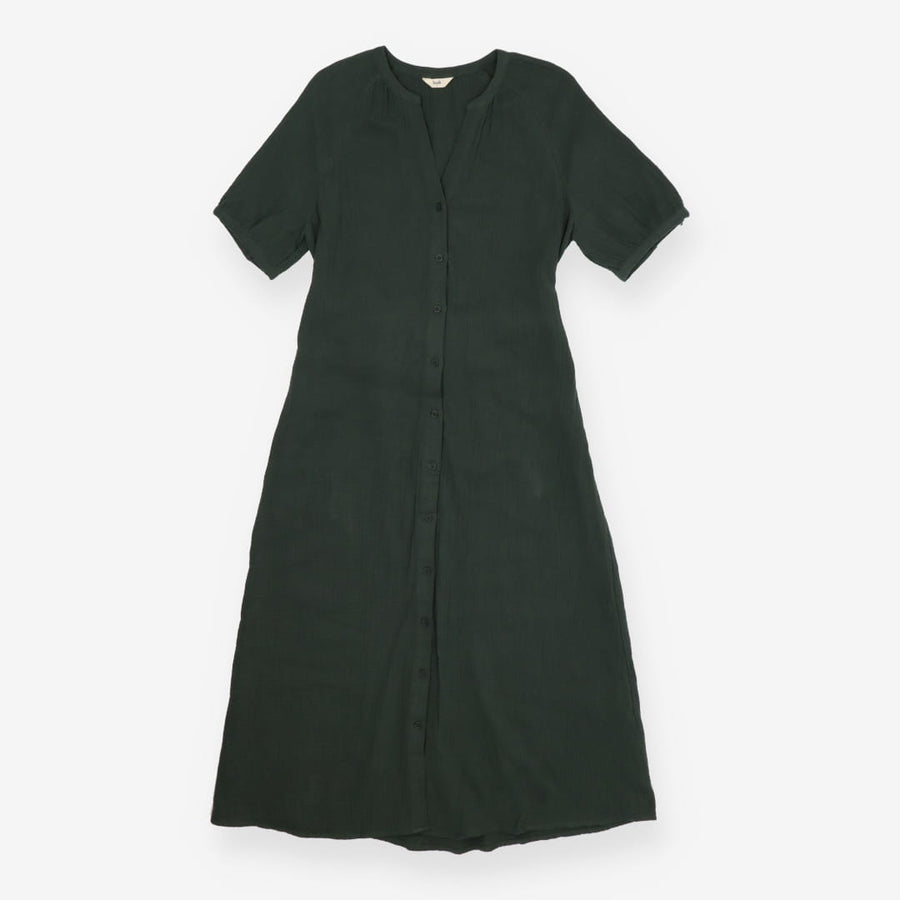 Khaki green muslin shirt midi dress