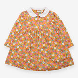 Dress orange white collar apple pears flowers