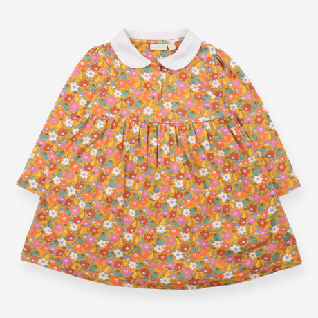 Dress orange white collar apple pears flowers