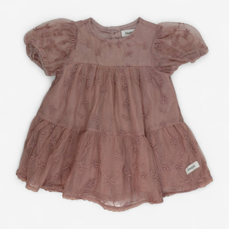 Dress Dusky Pink Layered Tulle with Embroidered Fl