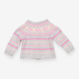Grey and pink elephant fairisle cardigan
