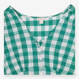 Midi Dress Gingham Green White 100% Cotton