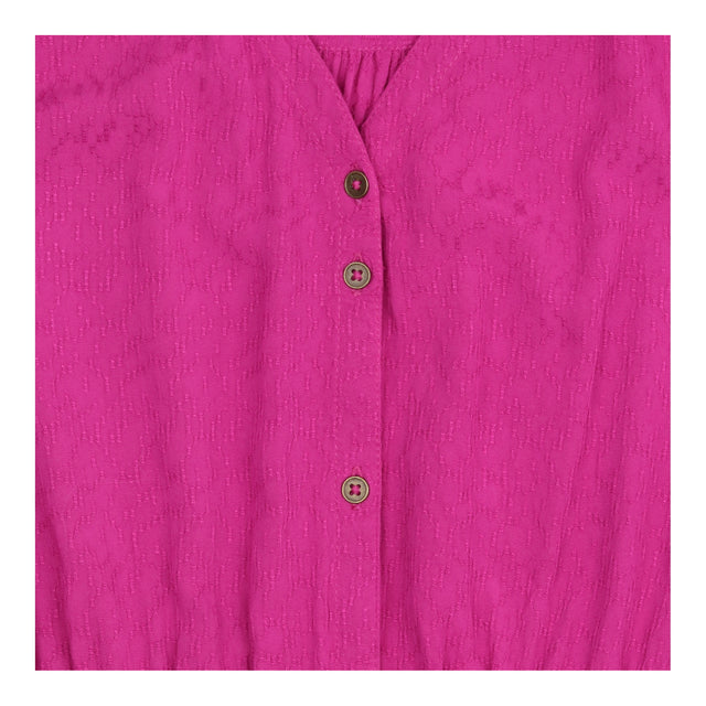 Magenta Pink Textured Button Through Midi 
