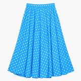 Skirt Bright Blue Polka Dot Midi Elastic Waist