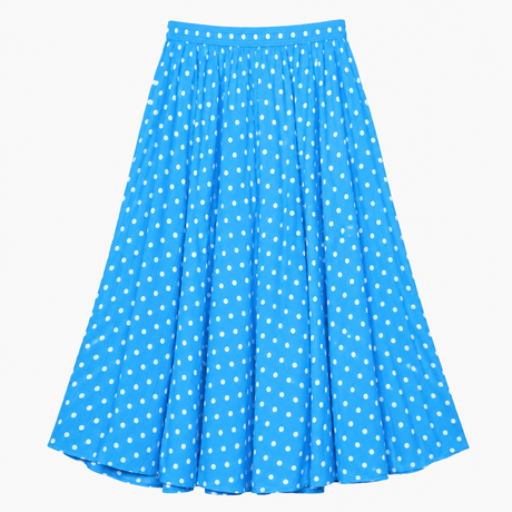 Skirt Bright Blue Polka Dot Midi Elastic Waist