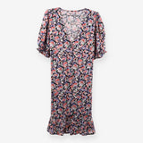 Black Multicolour Floral V Neck Midi Dress