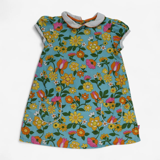 Dress Woven with Collar Blue Floral