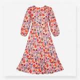 Pink Floral Long Sleeve V-Neck Maxi Dress