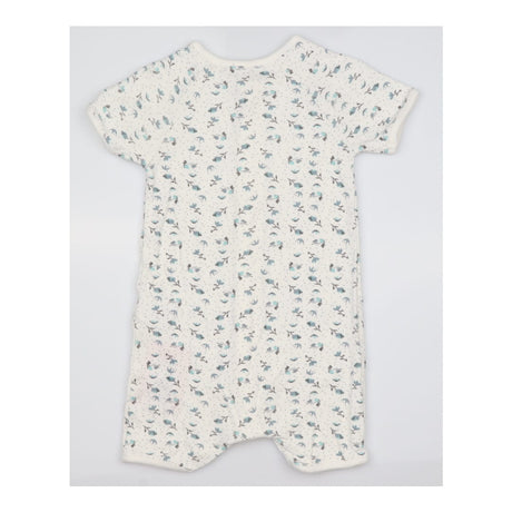 White shortie sleepsuit with blue flowers