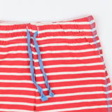Jersey shorts red and white with blue tie waist