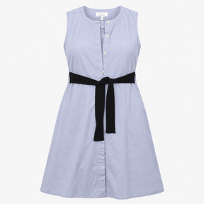 Light Blue Cotton Sleeveless Tunic Dress