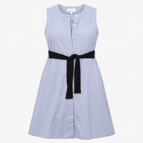 Light Blue Cotton Sleeveless Tunic Dress