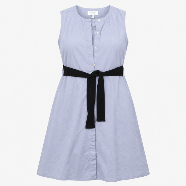 Light Blue Cotton Sleeveless Tunic Dress