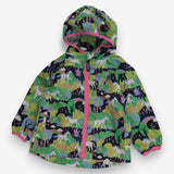 Raincoat green horses in forest